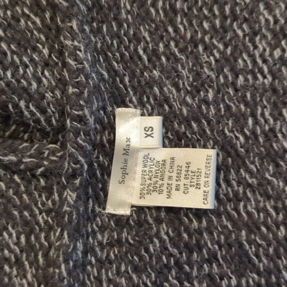 Sophie Max wool blend toggle closure hooded black marled knit cardigan. Sz XS - Picture 7 of 12